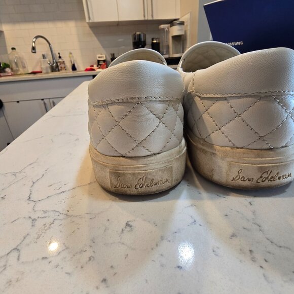 SAM EDELMAN Women's Size 7 White Quilted Sneakers used - Picture 5 of 7